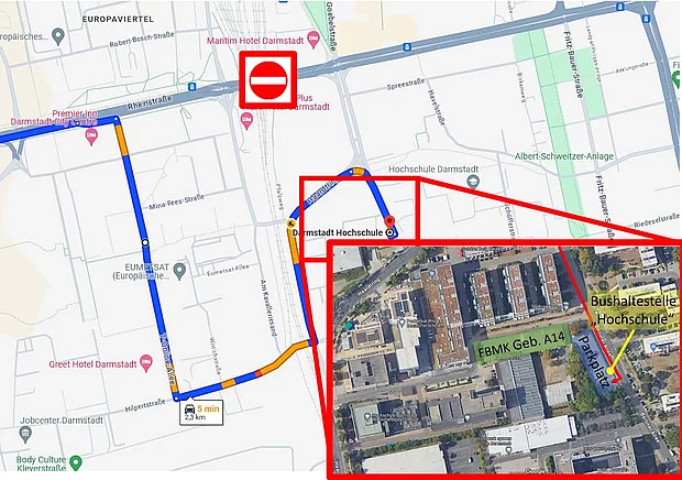 AnfahrstSkizze zur FGK - Änderungen auf Karte markiertgen Baustelle 